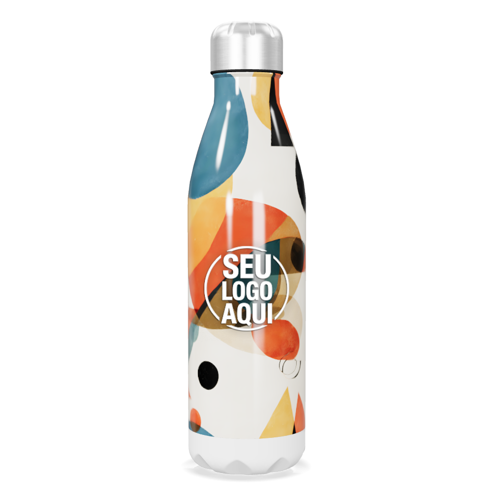 GARRAFA INOX ESTAMPA ABSTRATA COLORIDA