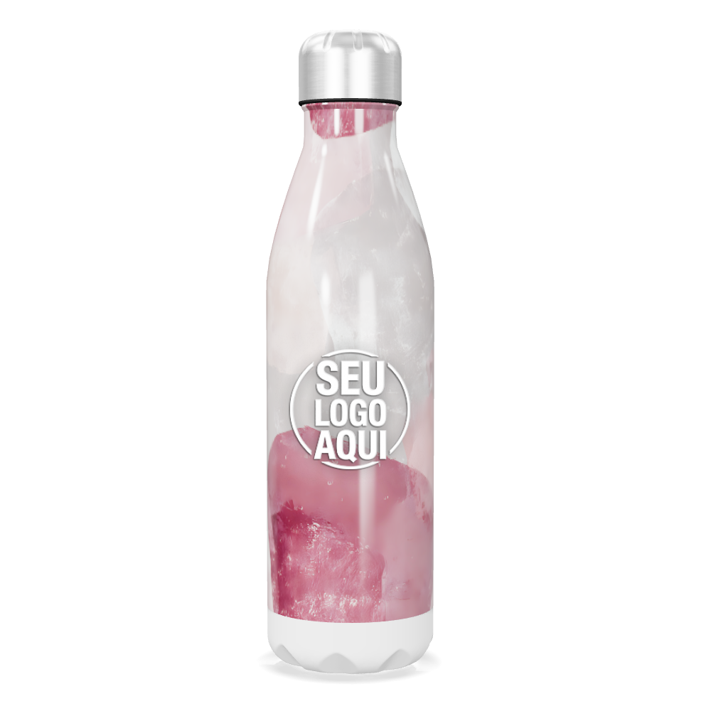 GARRAFA INOX TRANSPARENTE E ROSA