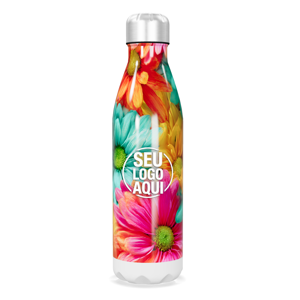 GARRAFA INOX FLORES COLORIDAS 750ML
