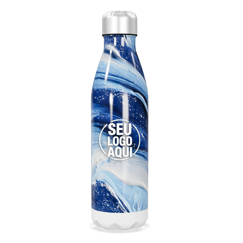 GARRAFA INOX   AZUL MARMORIZADA 750ML