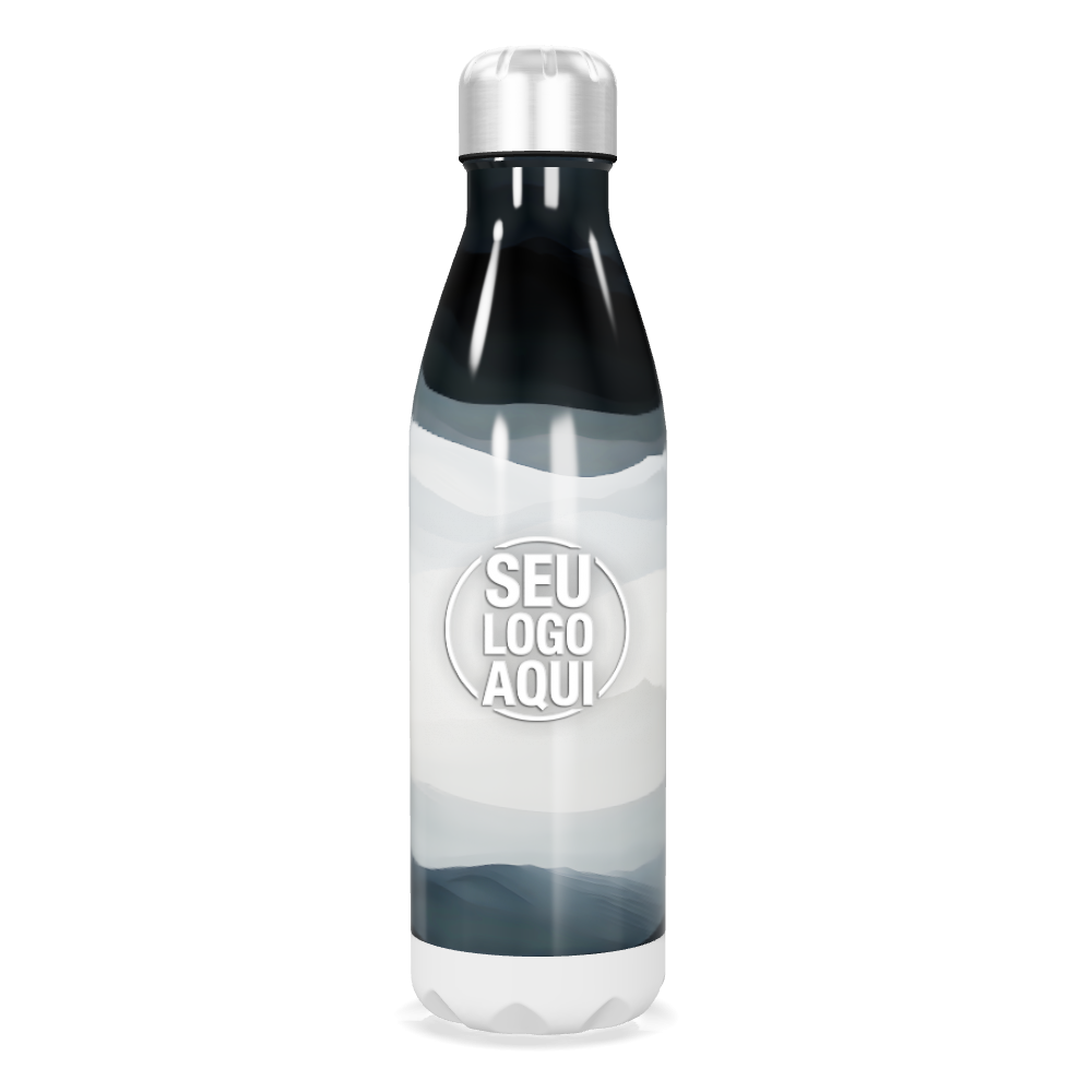 GARRAFA INOX   MARMORIZADA PRETA E BRANCA