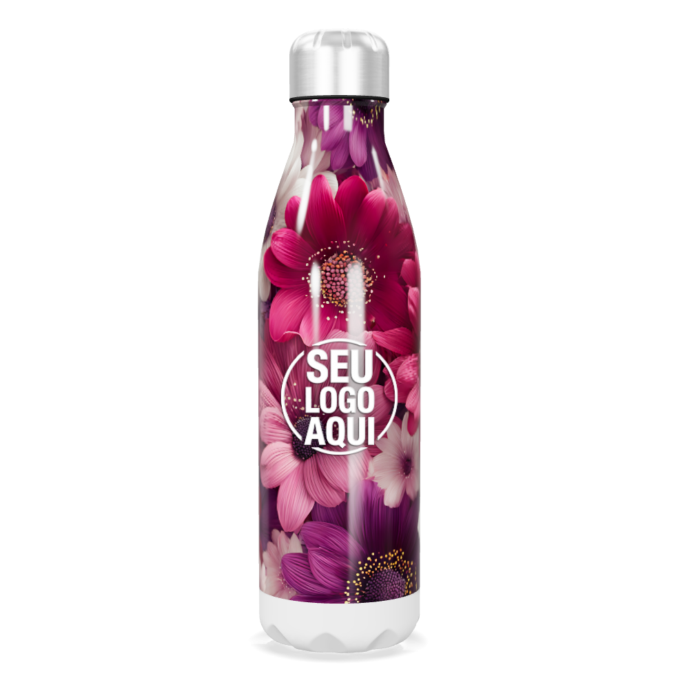 GARRAFA INOX   FLORAL ROSA 750ML