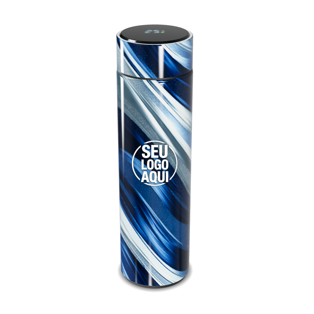 GARRAFA TÉRMICA TOUCH AZUL COM LISTRAS