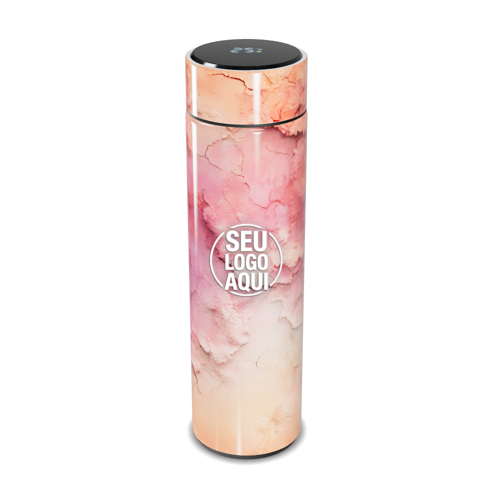 GARRAFA TÉRMICA TOUCH   ESTAMPA MARMORIZADA ROSA