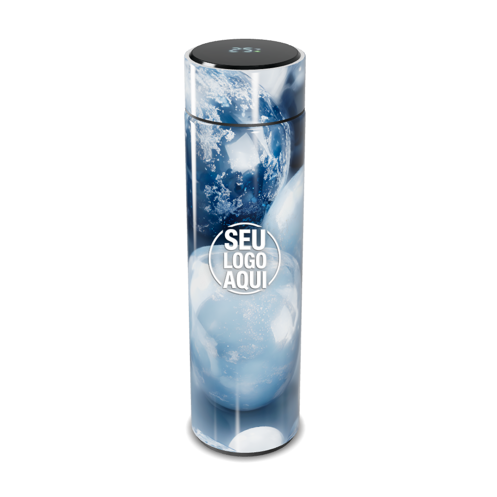 GARRAFA TÉRMICA TOUCH   AZUL COM DISPLAY LED