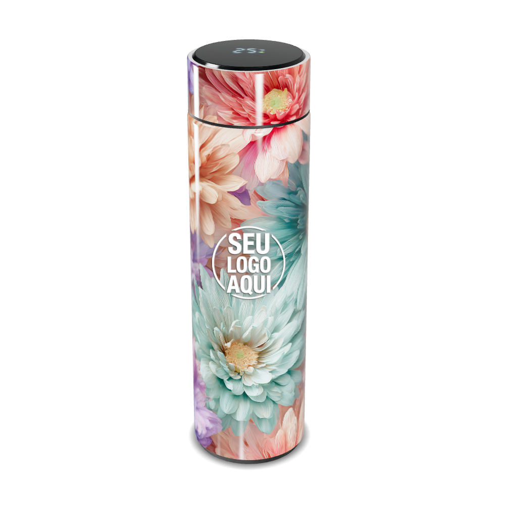 GARRAFA TÉRMICA TOUCH FLORAL COLORIDA INOX