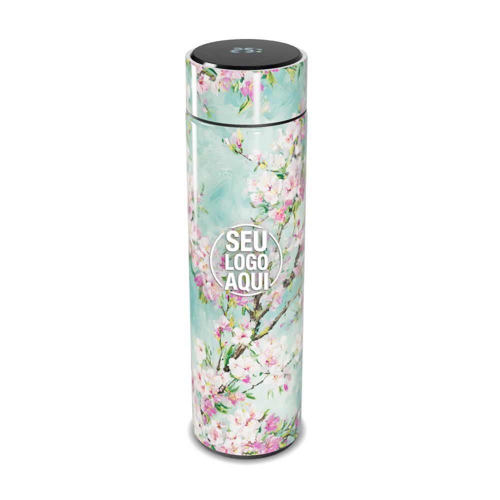 GARRAFA TÉRMICA TOUCH   FLORAL AZUL PASTEL
