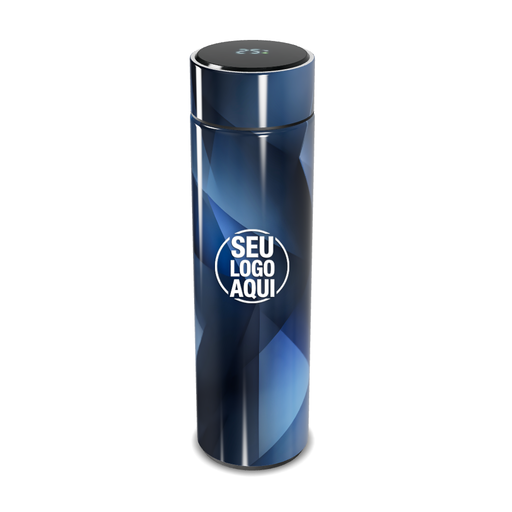 GARRAFA TÉRMICA TOUCH   AZUL COM DISPLAY DIGITAL