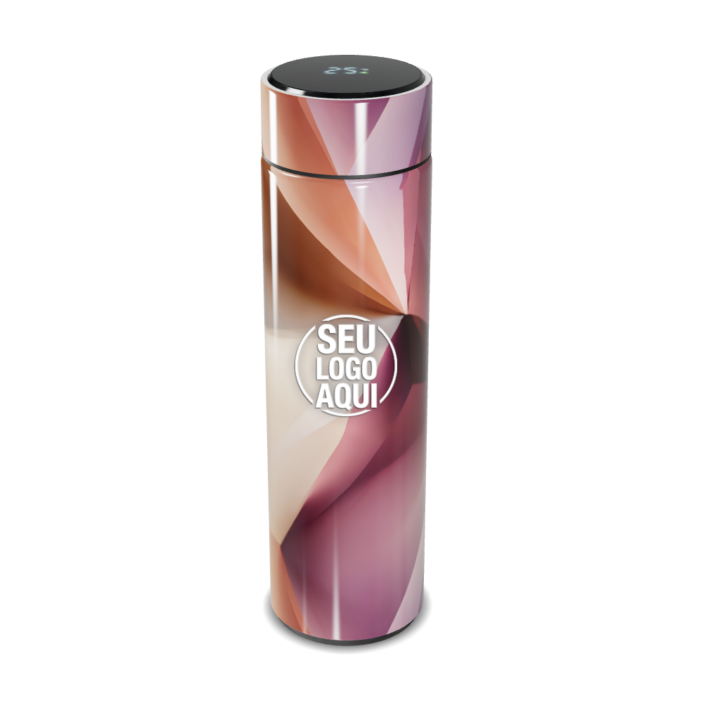 GARRAFA TÉRMICA TOUCH   ESTAMPA GEOMÉTRICA ROSA