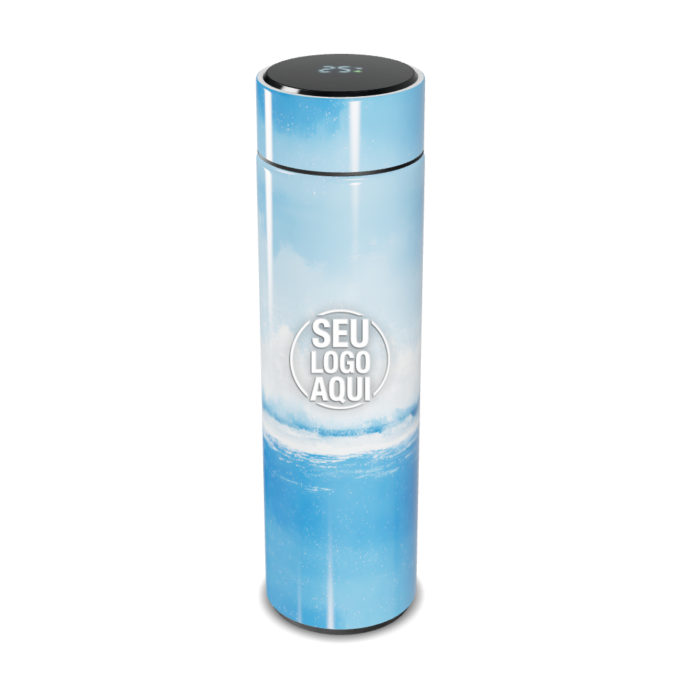 GARRAFA TÉRMICA TOUCH   AZUL COM ESTAMPA OCEANO