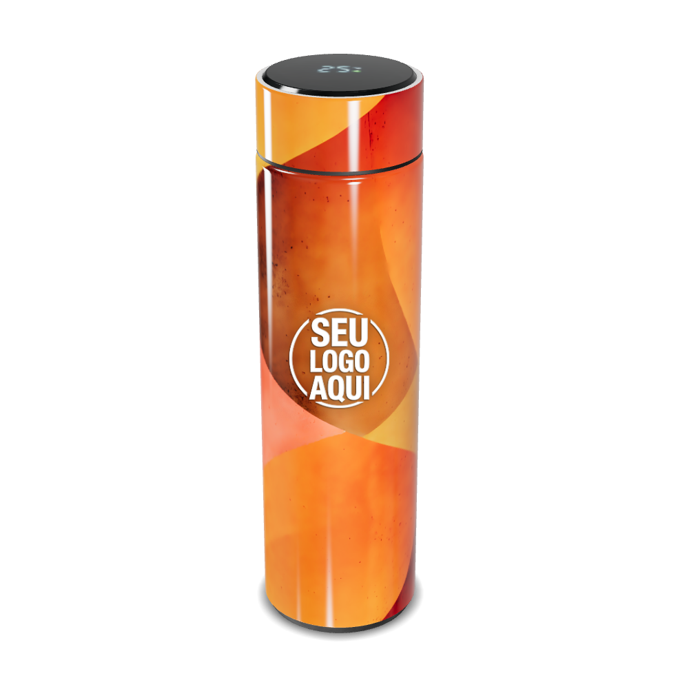 GARRAFA TÉRMICA TOUCH LARANJA DIGITAL LED