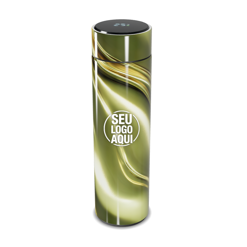 GARRAFA TÉRMICA TOUCH VERDE MARMORIZADA INOX