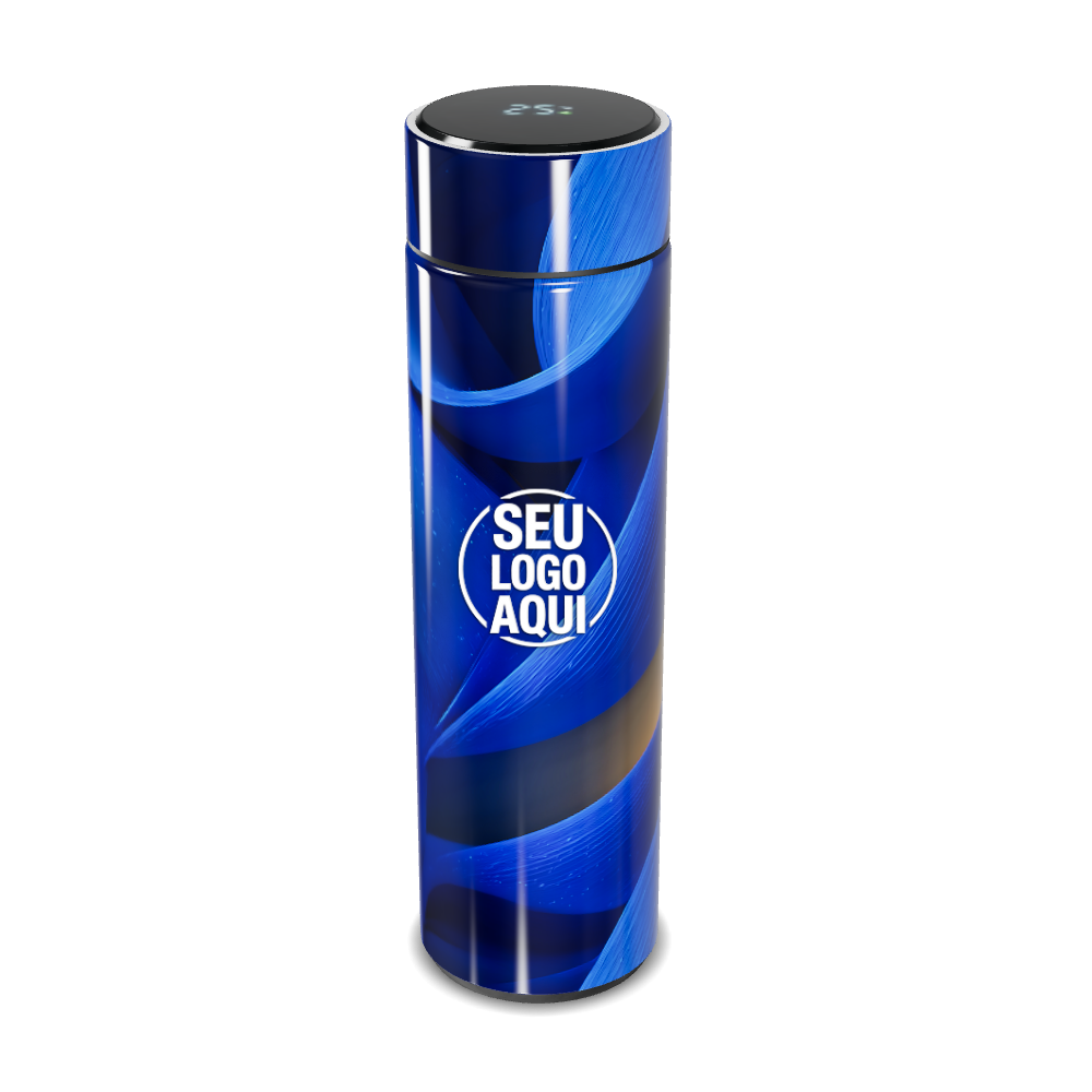 GARRAFA TÉRMICA TOUCH AZUL COM DISPLAY DIGITAL