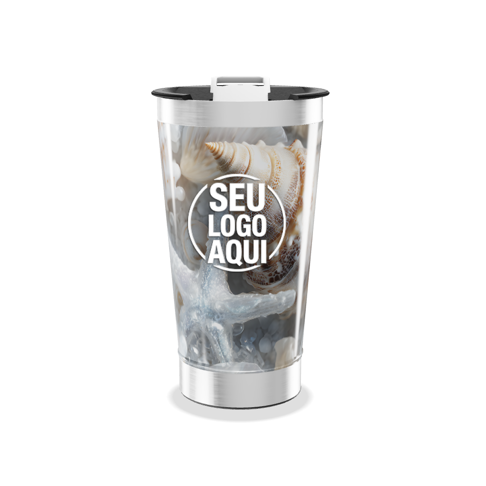 COPO TÉRMICO   ESTAMPA MARÍTIMA CONCHAS
