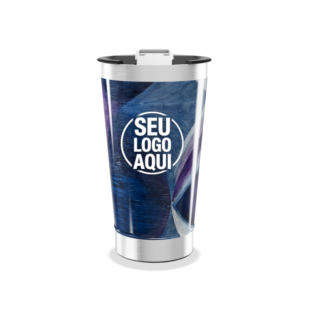 COPO TÉRMICO   AZUL COM ESTAMPA GEOMÉTRICA