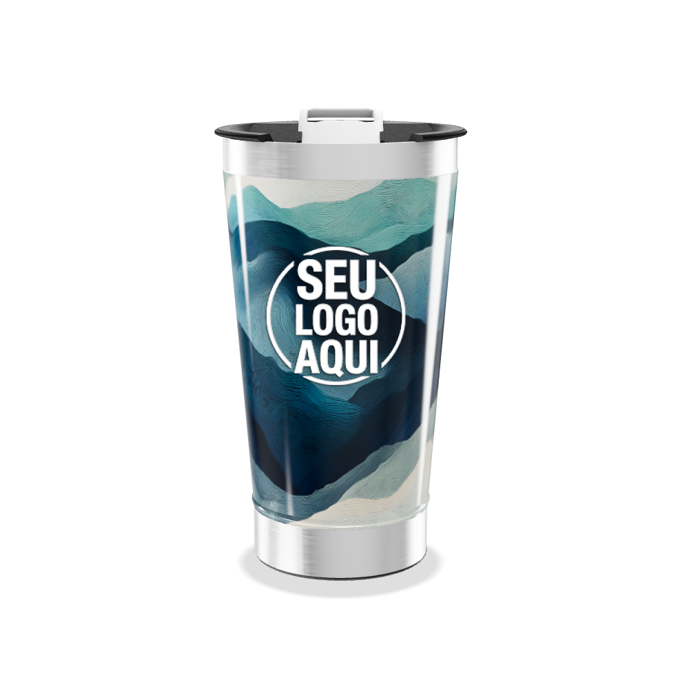COPO TÉRMICO   AZUL COM ESTAMPA ONDULADA