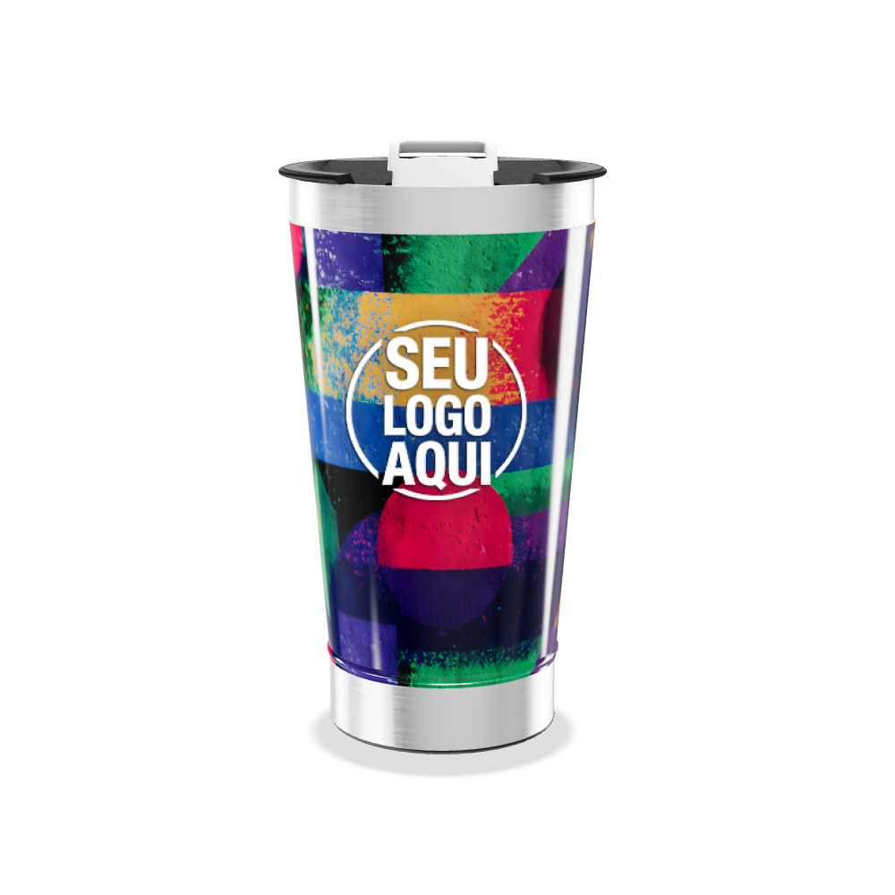 COPO TÉRMICO ESTAMPA GEOMÉTRICA COLORIDA