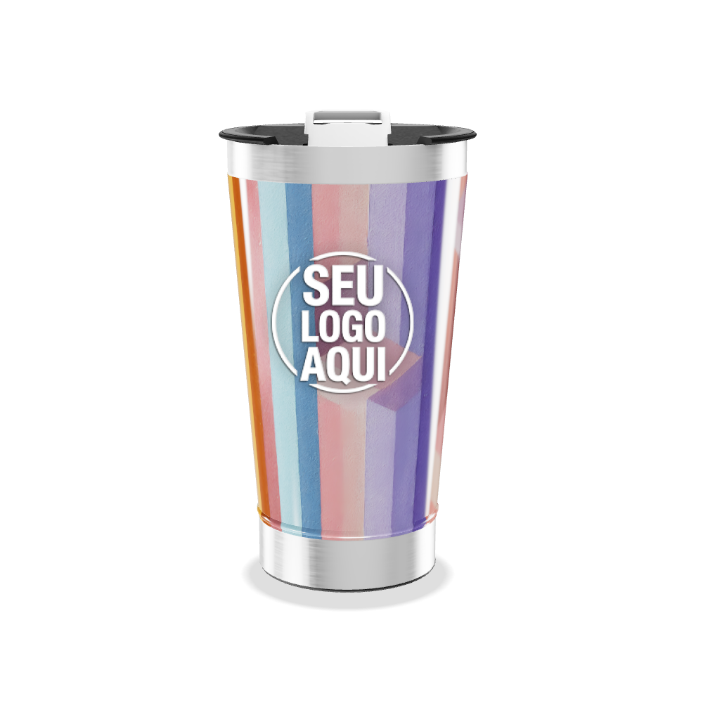 COPO TÉRMICO   COM LISTRAS COLORIDAS