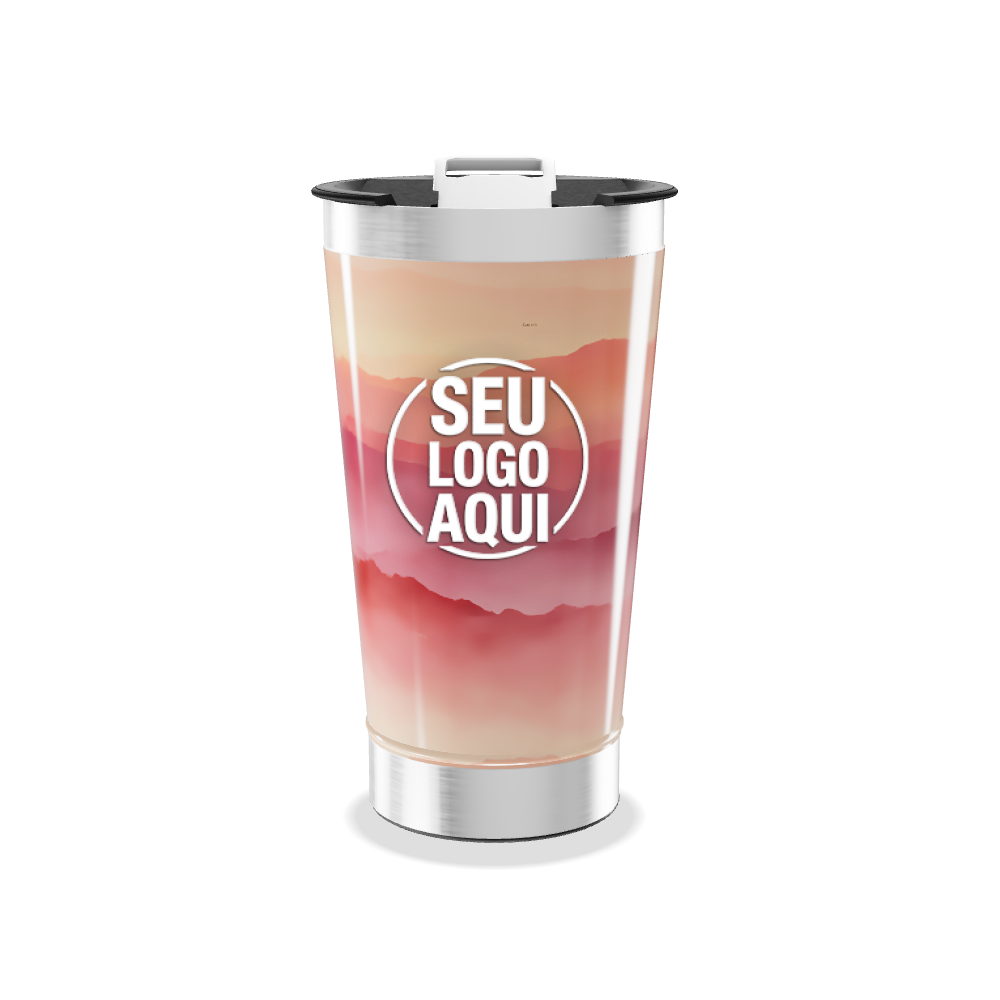 COPO TÉRMICO PAISAGEM ROSA E LARANJA