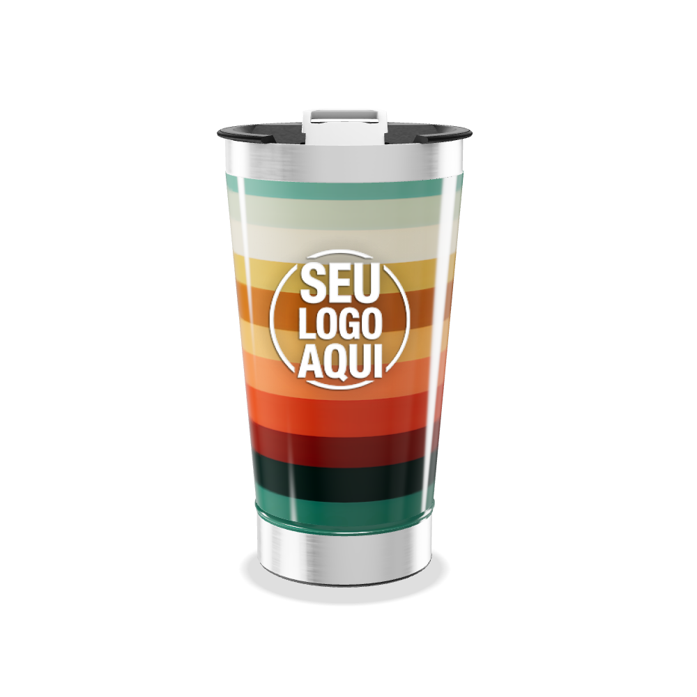COPO TÉRMICO   LISTRADO COLORIDO AÇO INOX