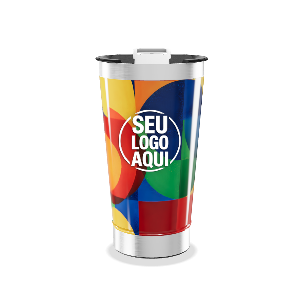 COPO TÉRMICO   ESTAMPA COLORIDA AÇO INOX