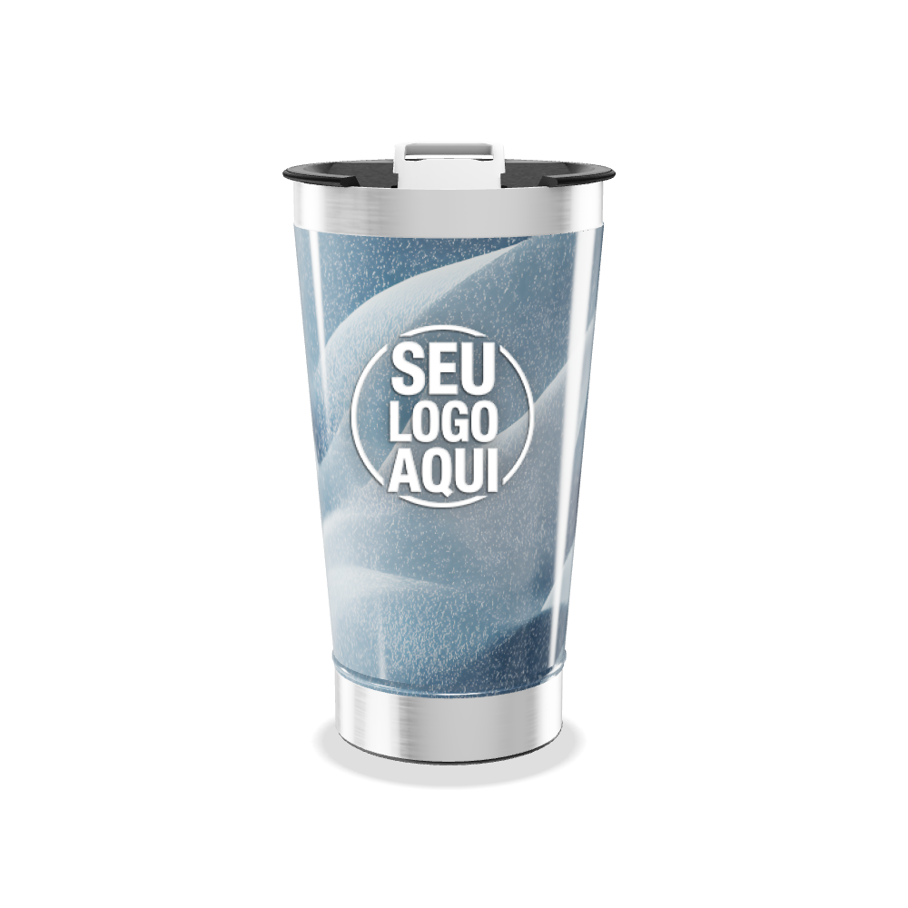 COPO TÉRMICO   AZUL COM TAMPA PRATA