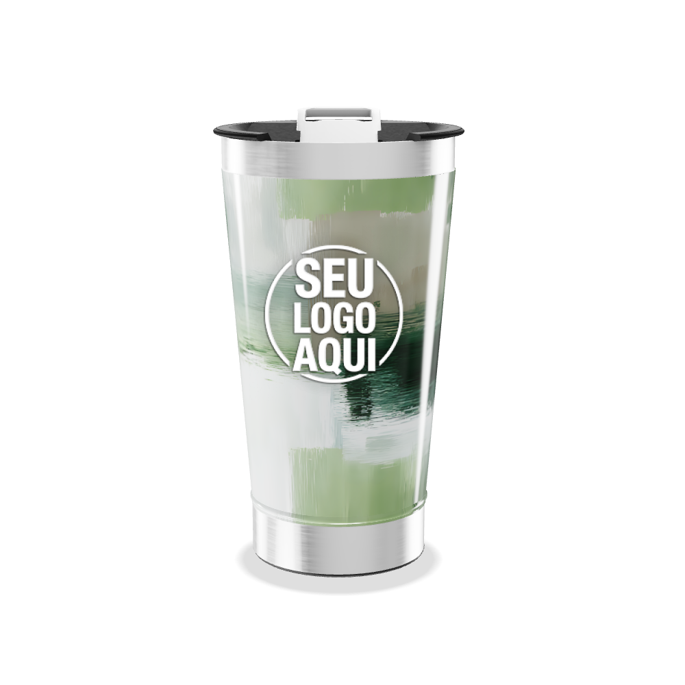 COPO TÉRMICO   ESTAMPA VERDE E CINZA