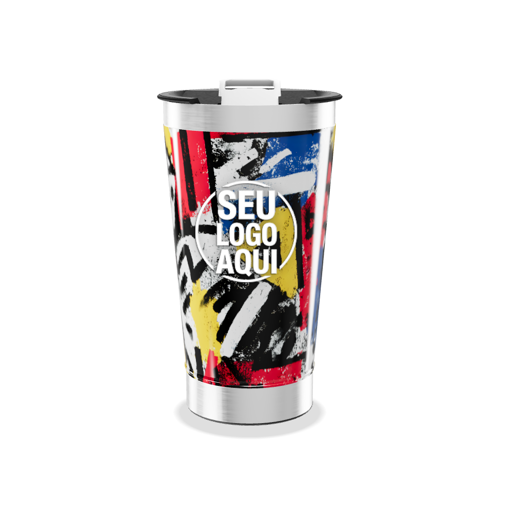 COPO TÉRMICO ESTAMPA COLORIDA AÇO INOX