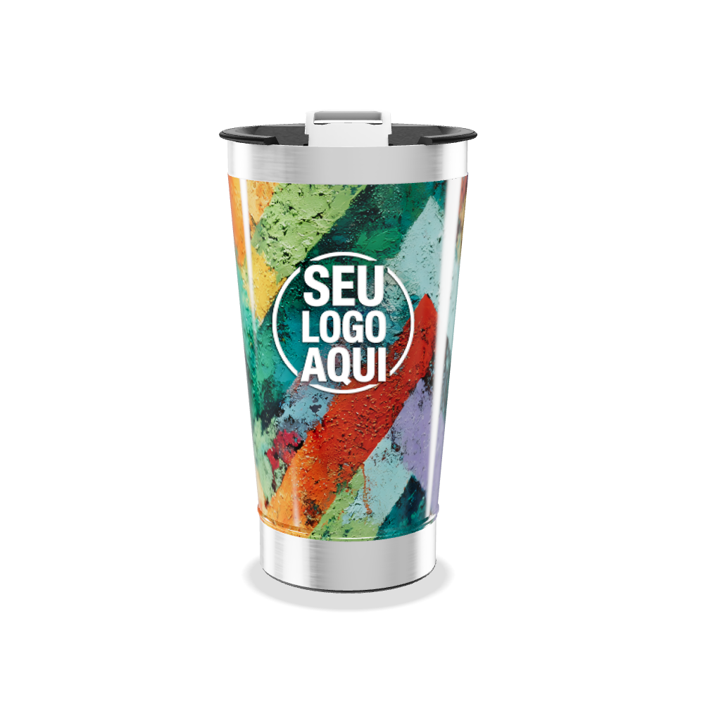 COPO TÉRMICO ESTAMPA COLORIDA AÇO INOX