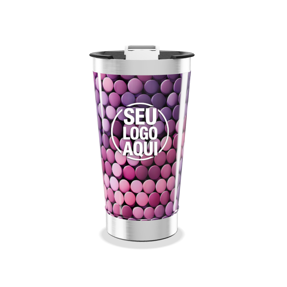 COPO TÉRMICO   ESTAMPA BOLINHAS COLORIDAS