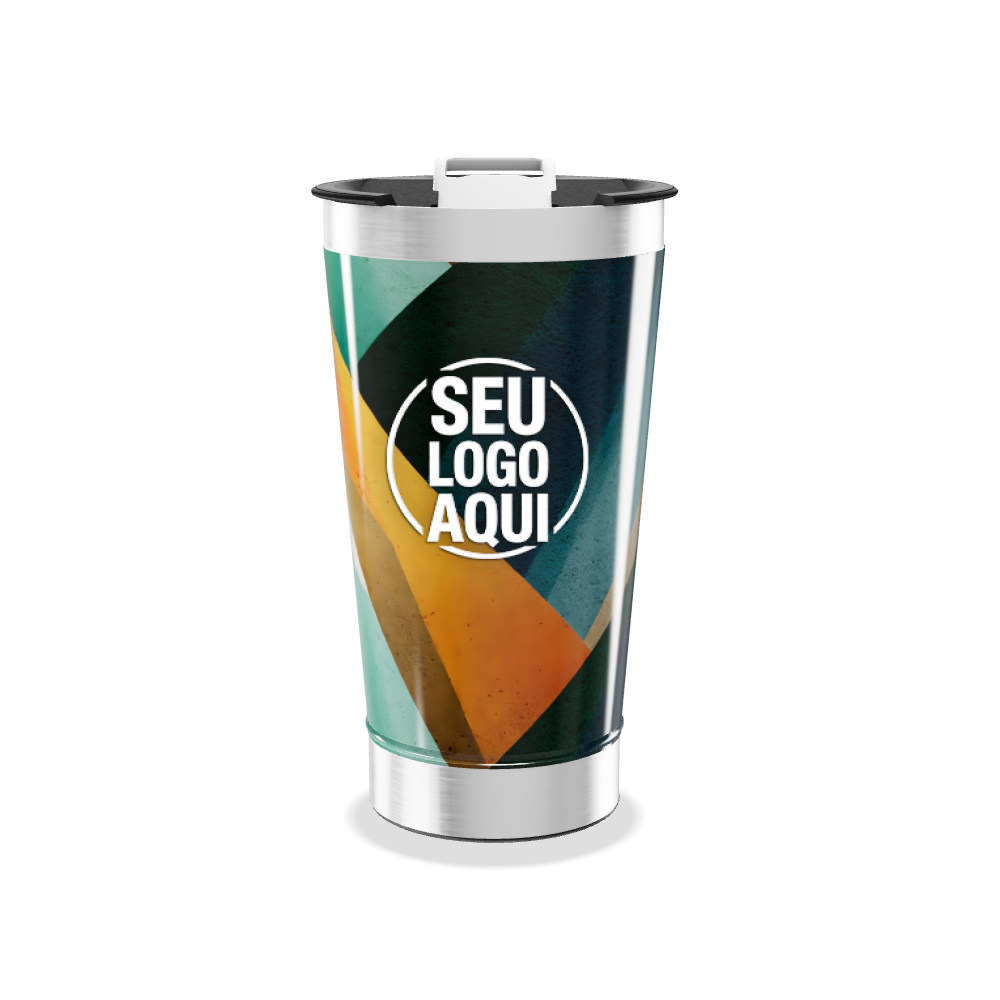 COPO TÉRMICO GEOMÉTRICO COLORIDO AÇO INOX