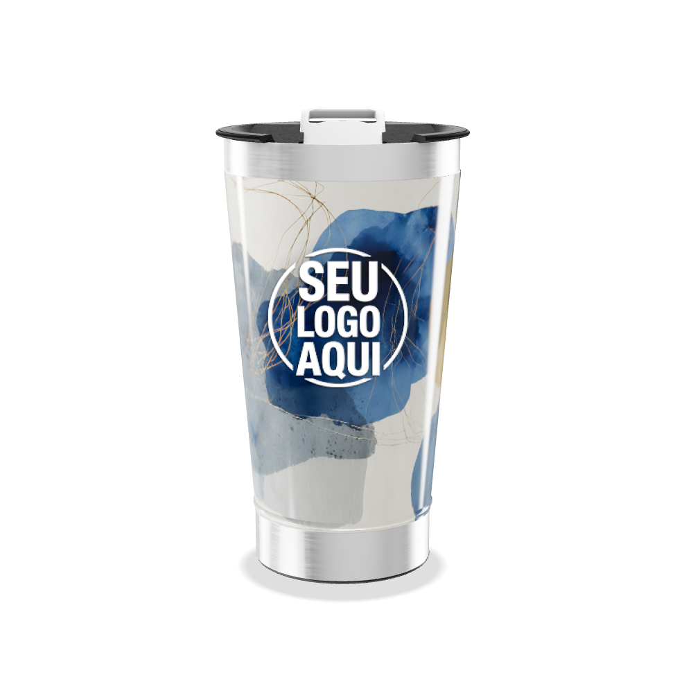 COPO TÉRMICO COM ESTAMPA AZUL MODERNA