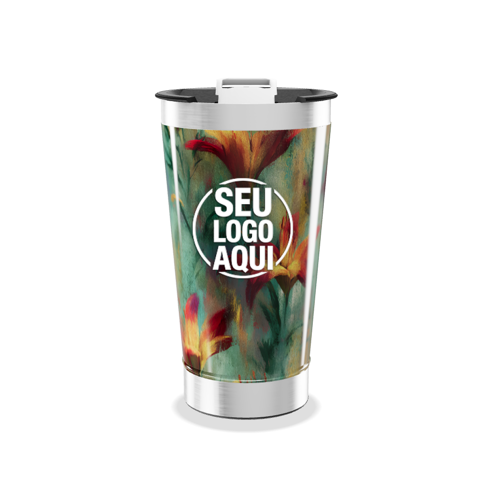 COPO TÉRMICO   ESTAMPA FLORAL COLORIDA