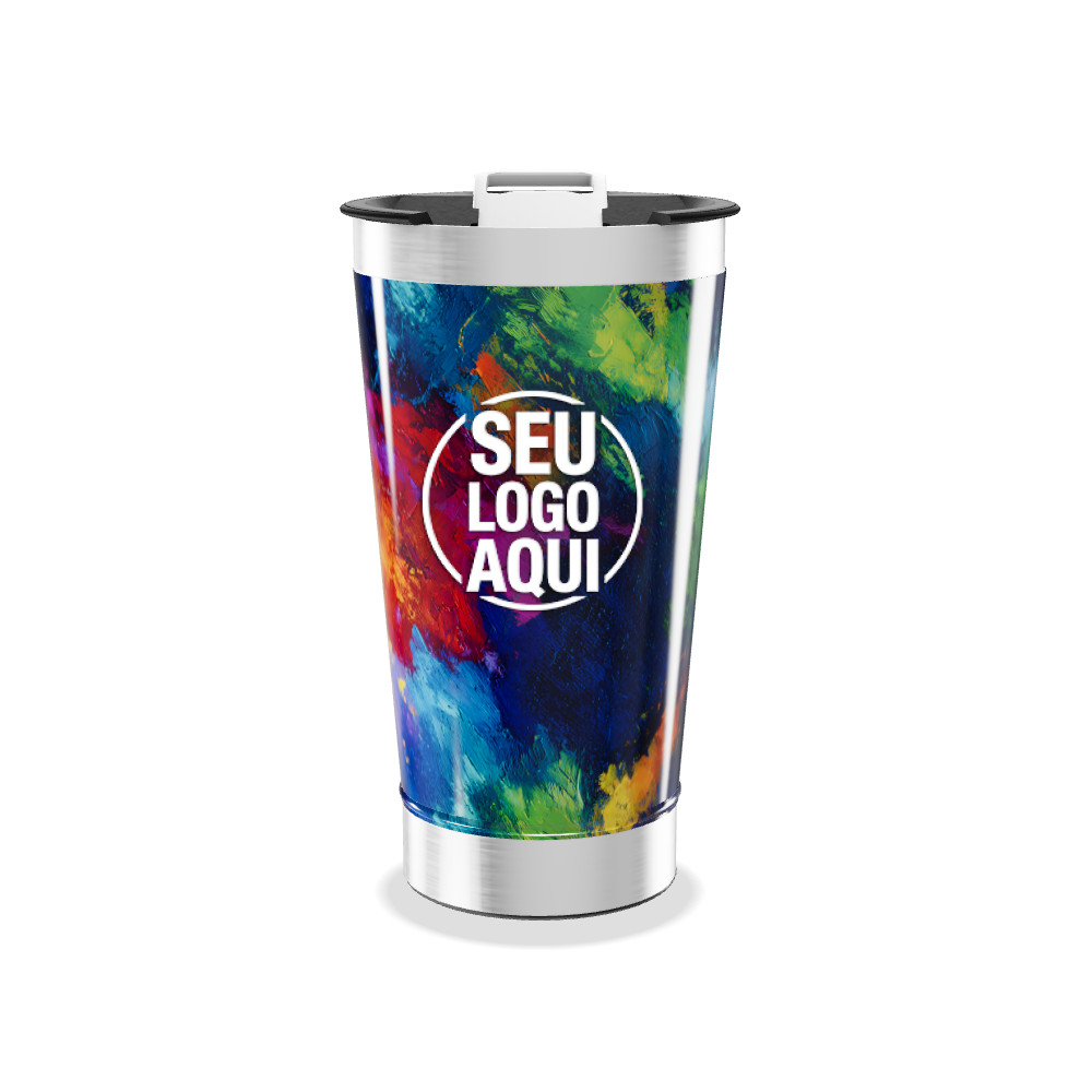 COPO TÉRMICO   ESTAMPA COLORIDA AÇO INOX