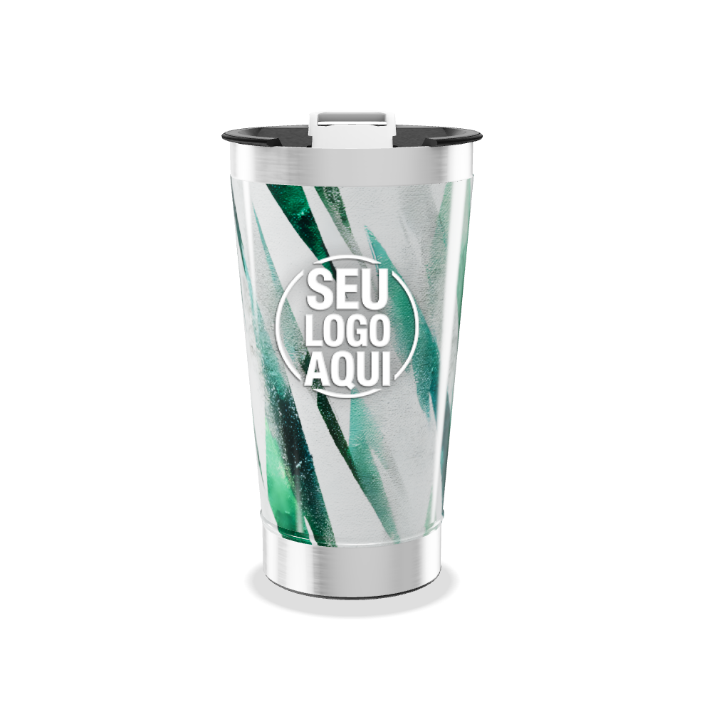 COPO TÉRMICO   VERDE INOX COM ESTAMPA