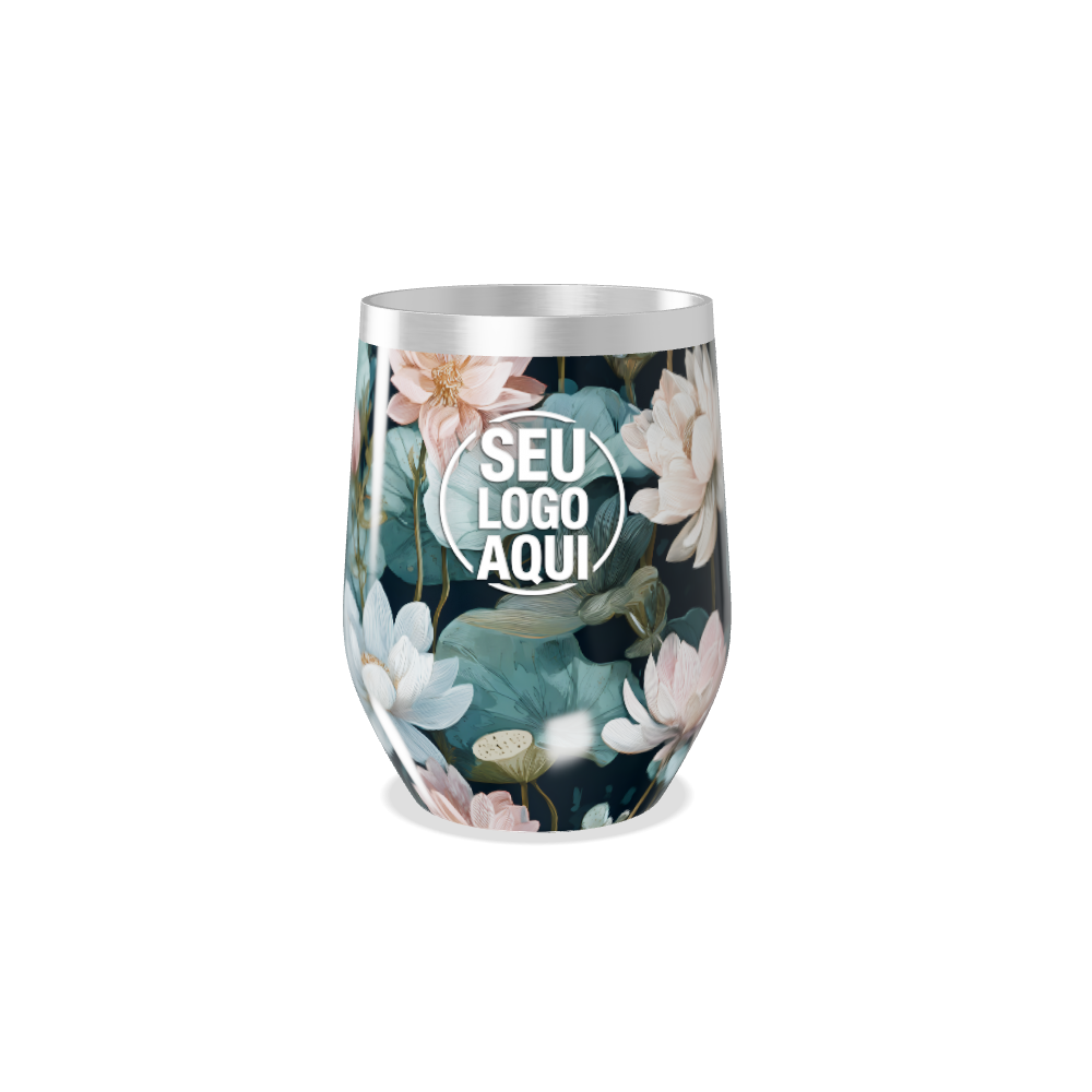 COPO TÉRMICO SLIM   FLORAL AÇO INOX