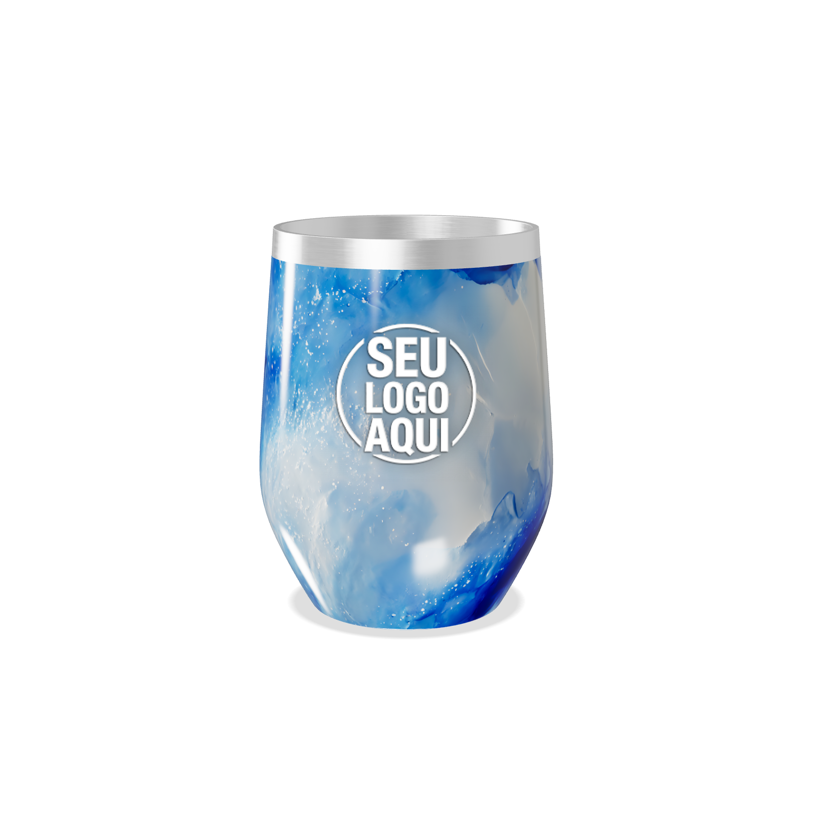 COPO TÉRMICO SLIM AZUL MARMORIZADO INOX