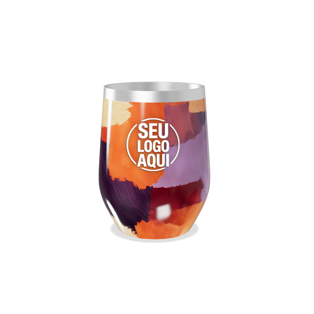 COPO TÉRMICO SLIM COLORIDO COM ESTAMPA ABSTRATA