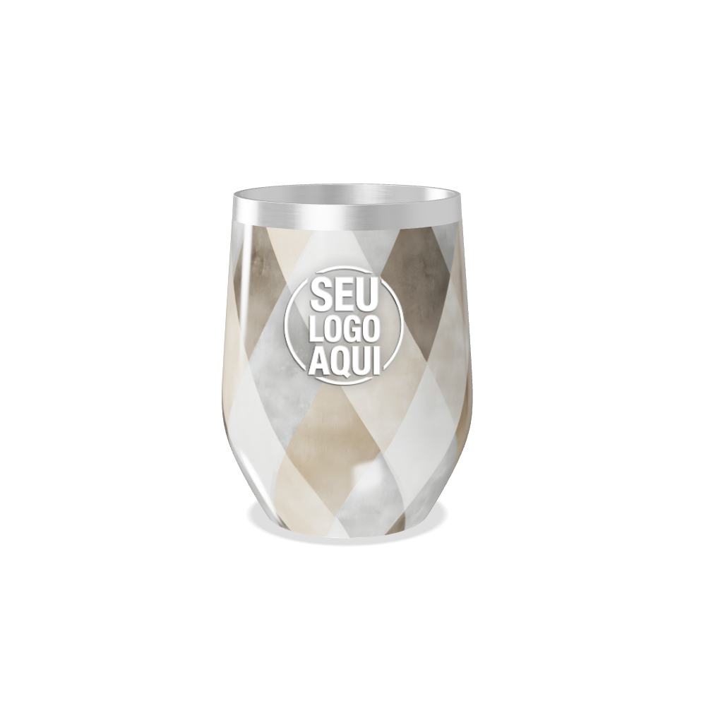 COPO TÉRMICO SLIM ESTAMPA GEOMÉTRICA BEGE