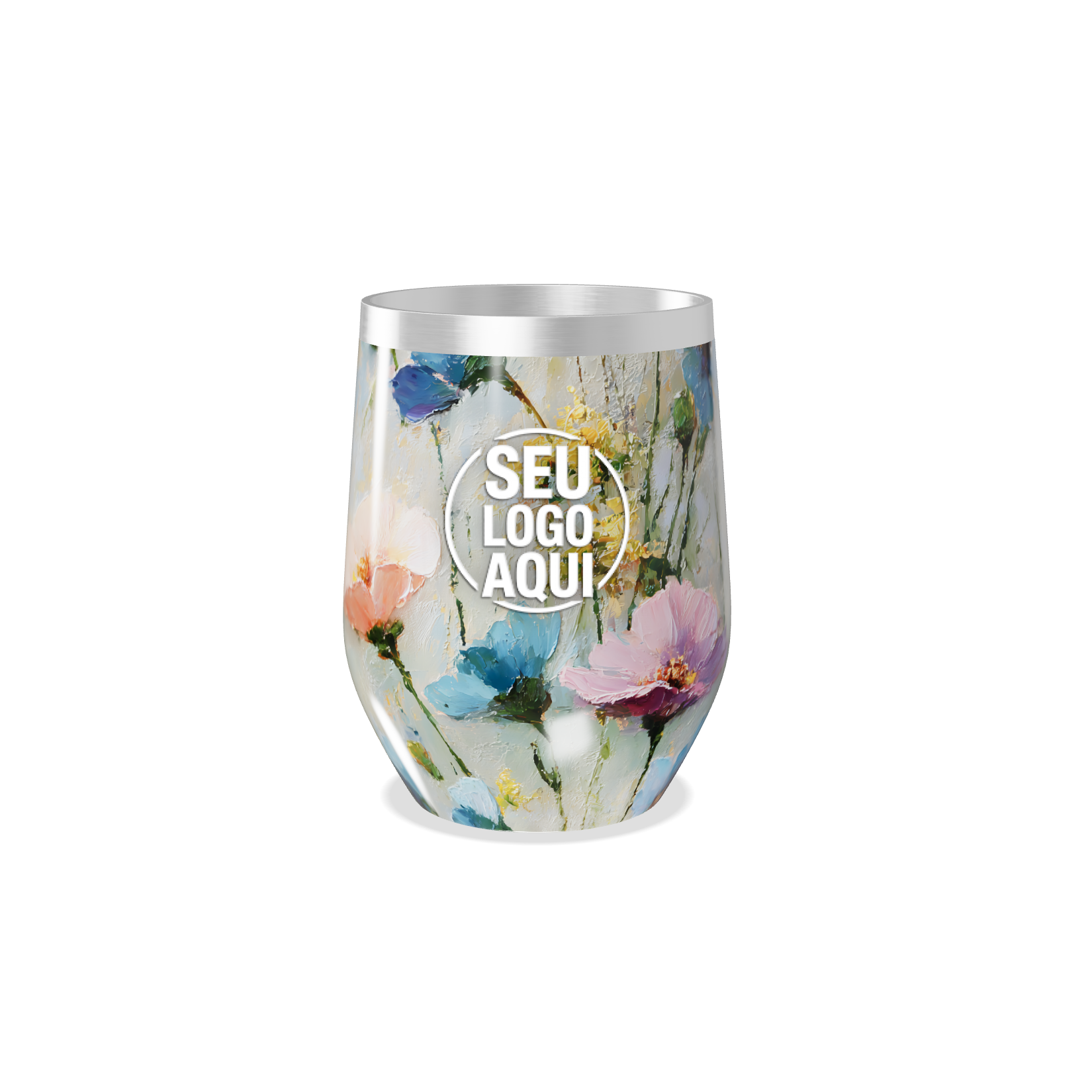 COPO TÉRMICO SLIM FLORAL COLORIDO AÇO INOX