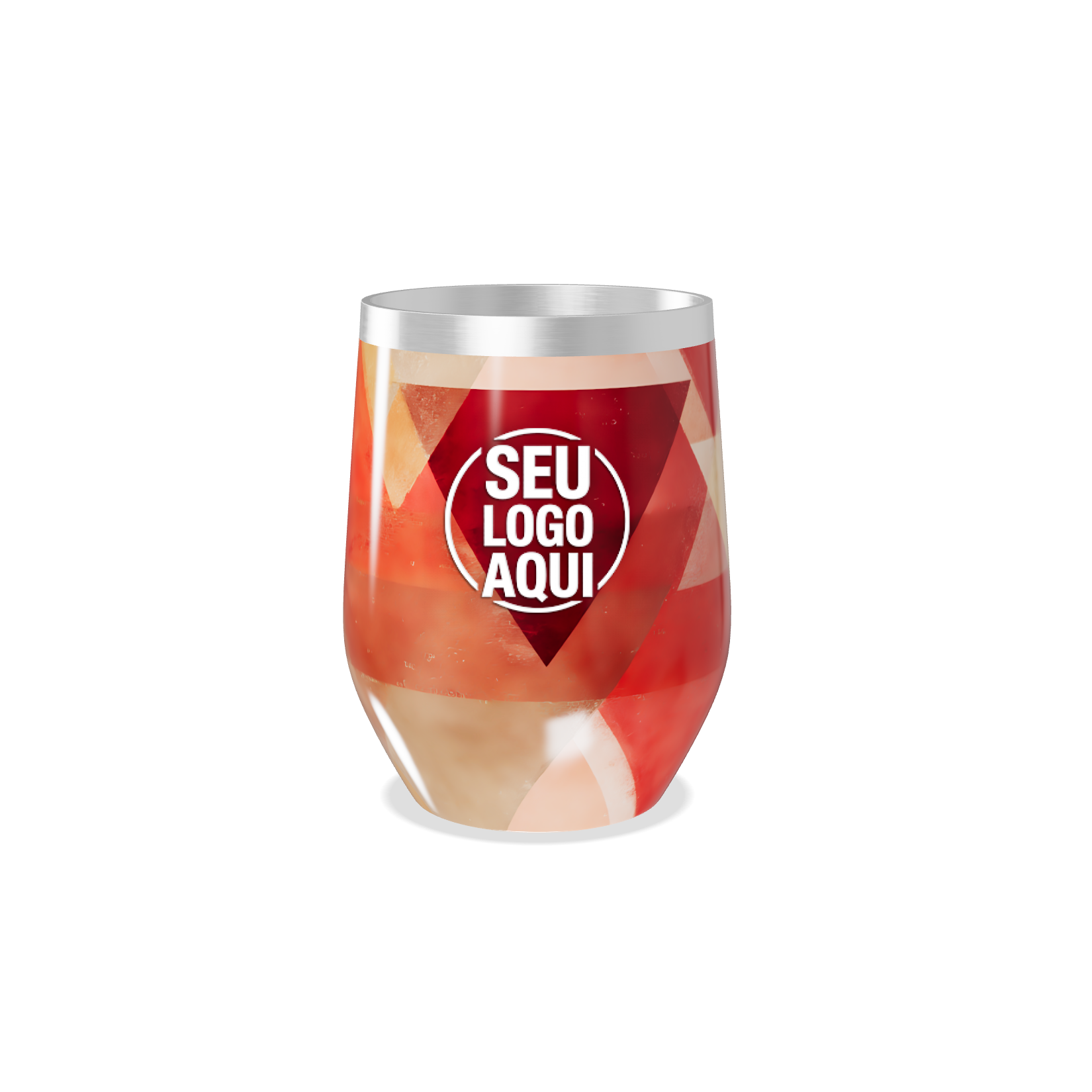 COPO TÉRMICO SLIM ESTAMPA GEOMÉTRICA VERMELHA