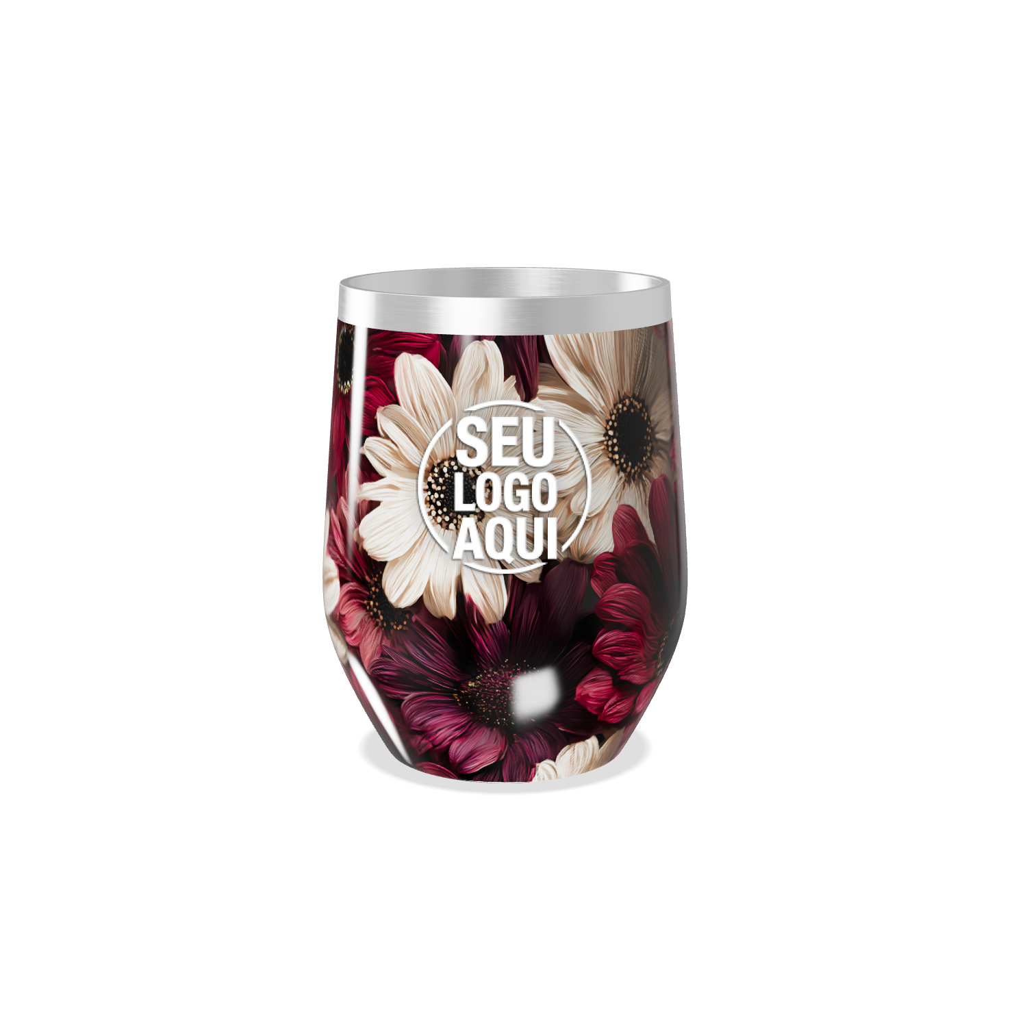 COPO TÉRMICO SLIM   FLORAL EM AÇO INOX