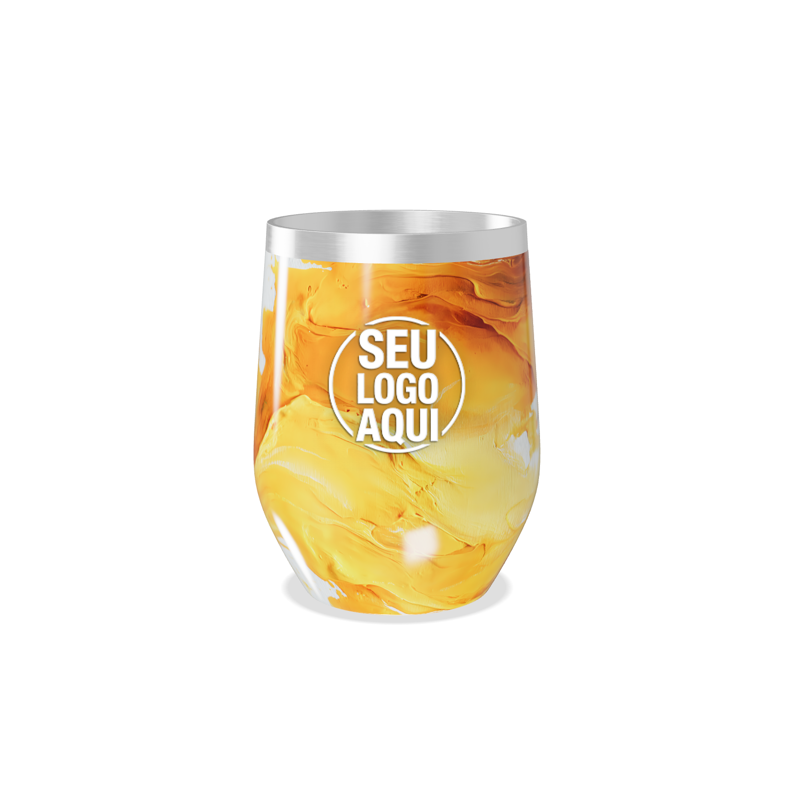 COPO TÉRMICO SLIM ESTAMPA MARMORIZADA LARANJA