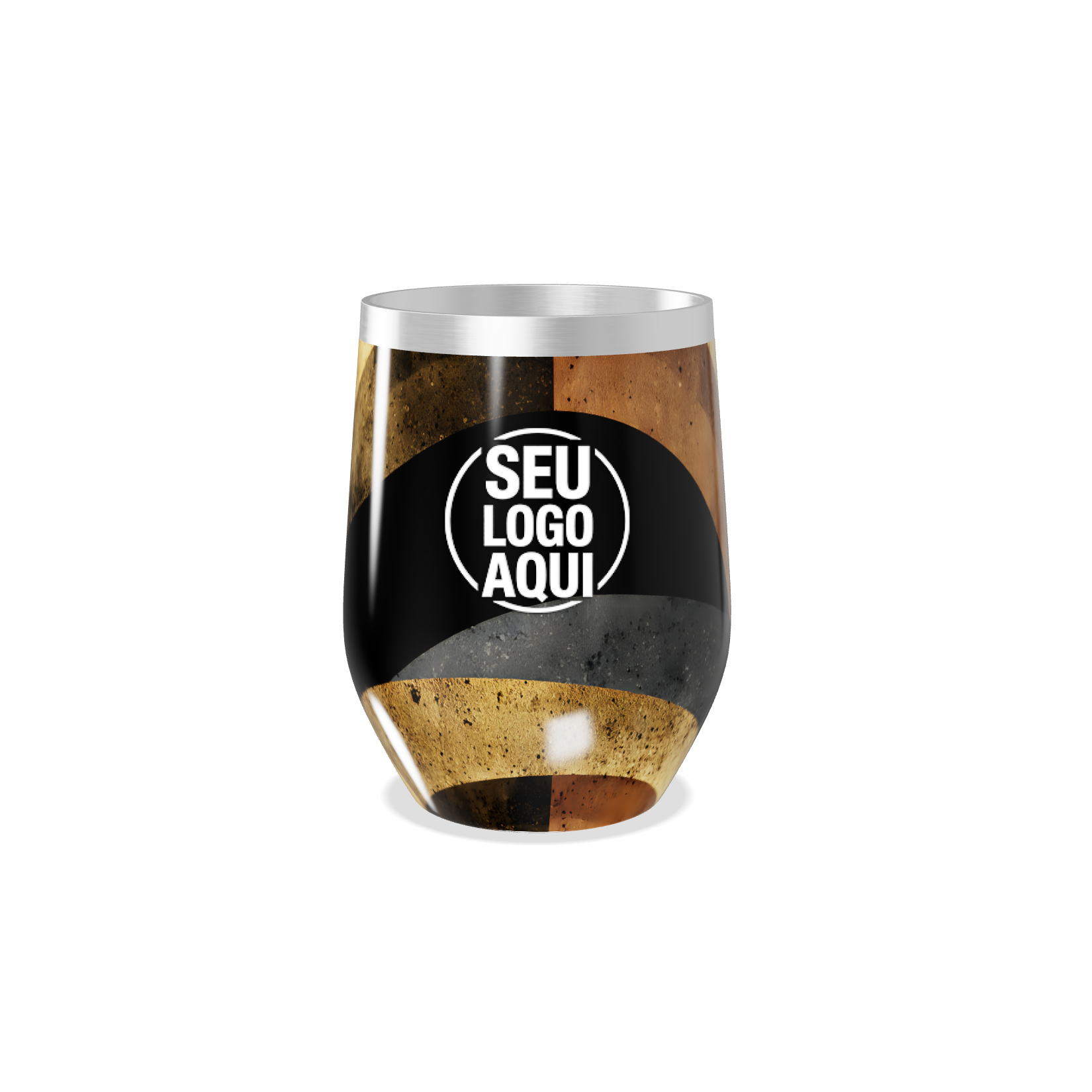 COPO TÉRMICO SLIM   DESIGN PRETO E DOURADO