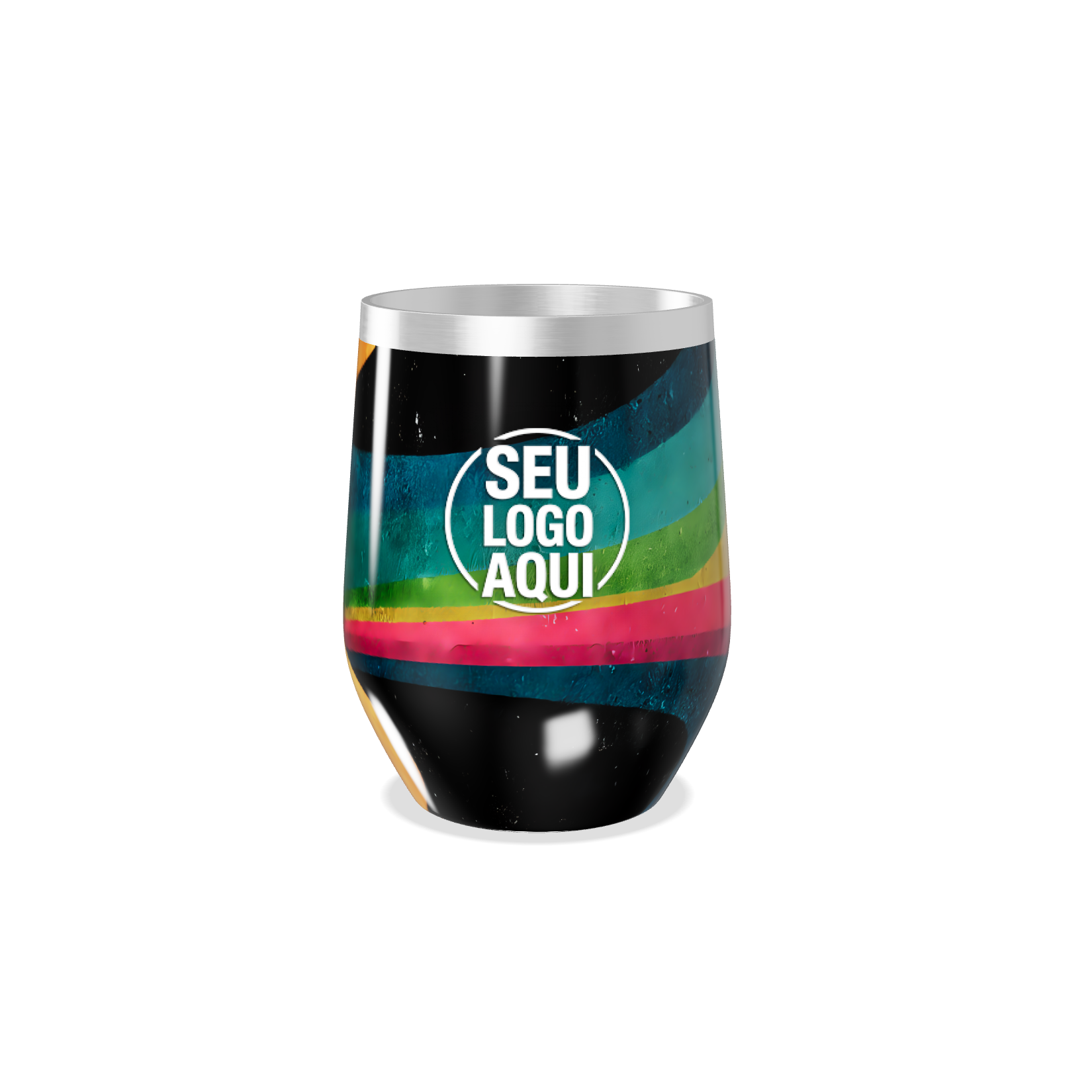 COPO TÉRMICO SLIM   LISTRAS COLORIDAS INOX