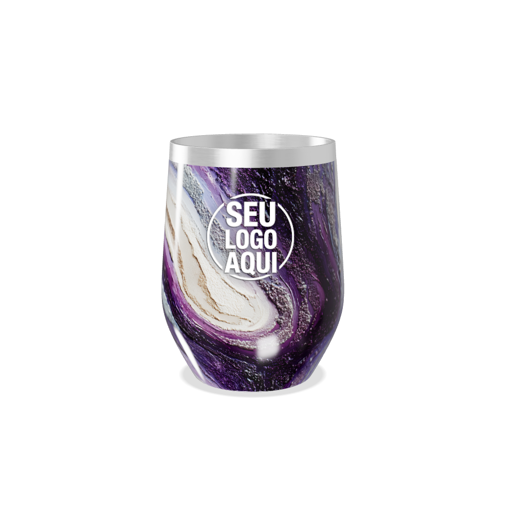 COPO TÉRMICO SLIM MÁRMORE ROXO ELEGANTE