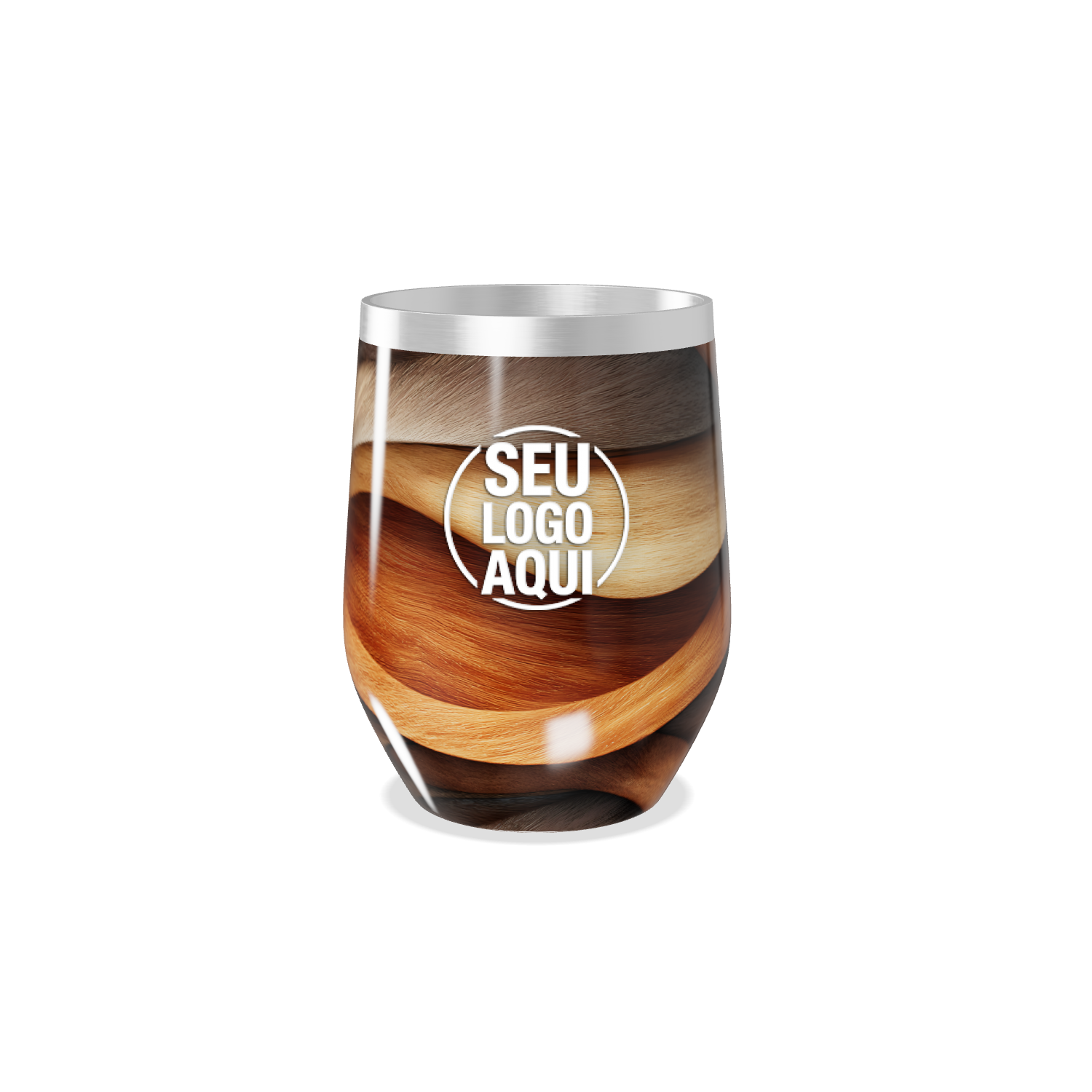 COPO TÉRMICO SLIM   DESIGN ONDULADO MADEIRA