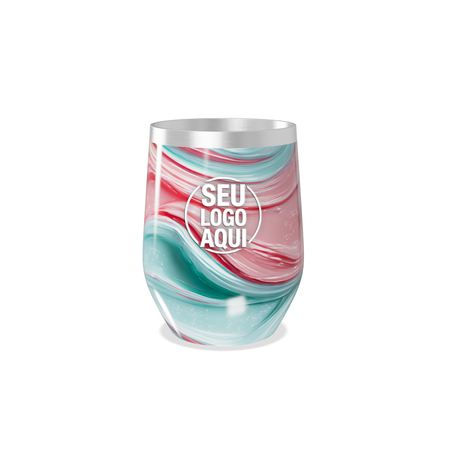 COPO TÉRMICO SLIM MÁRMORE ROSA E VERDE