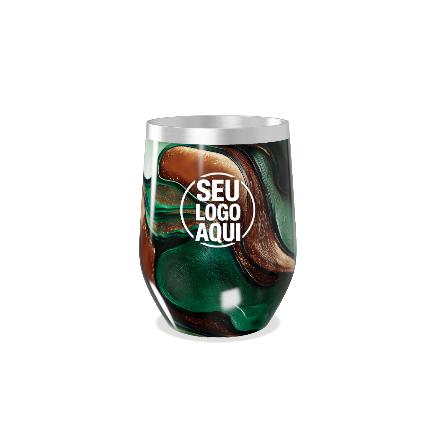 COPO TÉRMICO SLIM   VERDE E MARROM ABSTRATO