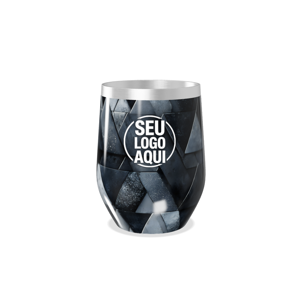 COPO TÉRMICO SLIM GEOMÉTRICO PRETO INOX